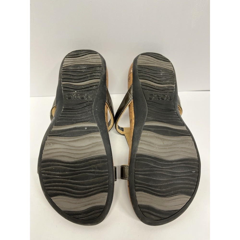 Vionic | Woman's Viviana Embellished Metallic Bronze Cork Footbed Sandals, 9Wide - Picture 8 of 9